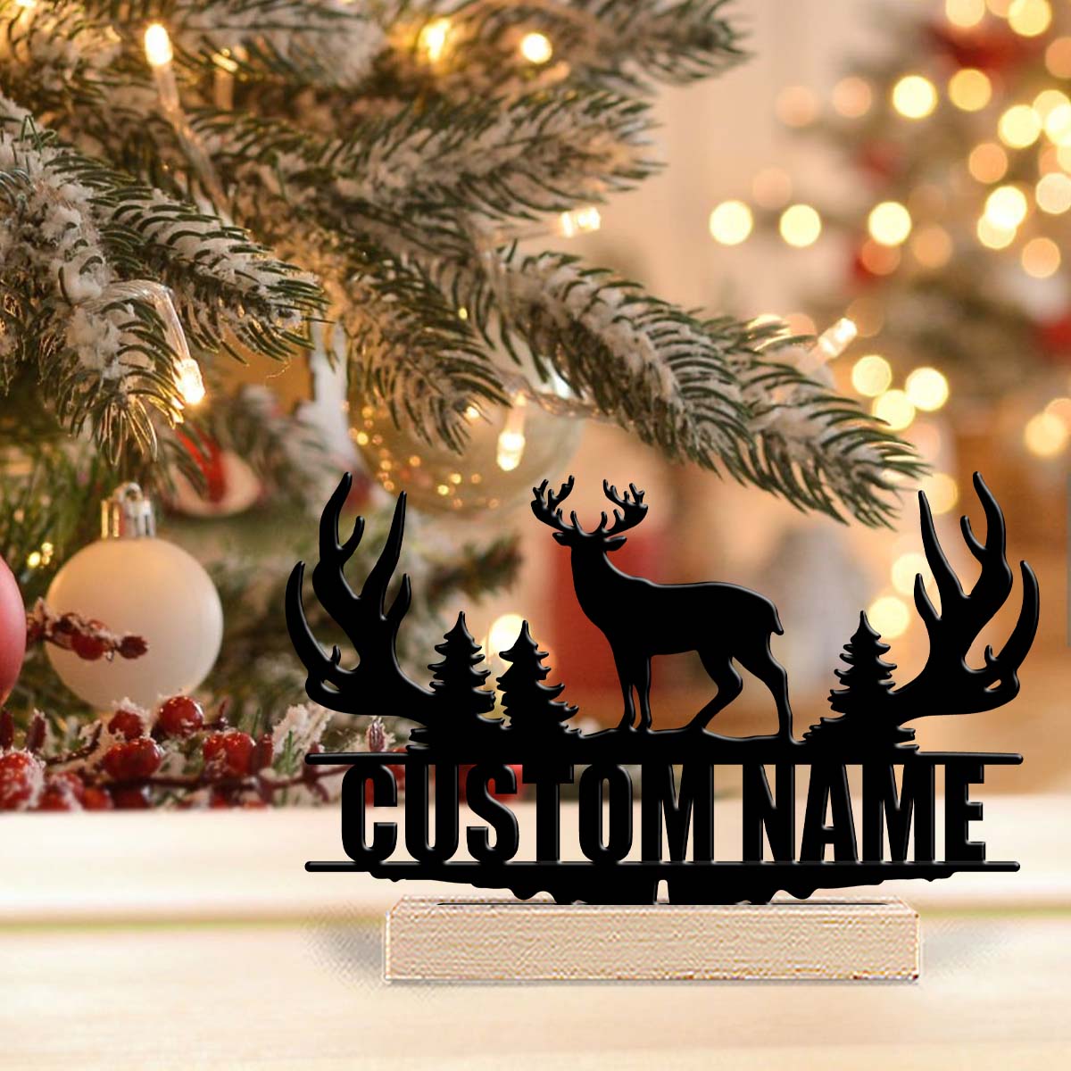Desktop Laser Engraver - 1Pc Csutom Forest Deer Houten Basis