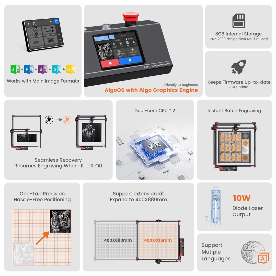 AlgoLaser DIY KIT MK2 10W lase - Industrial Laser Engraving Machine recensie en prijs